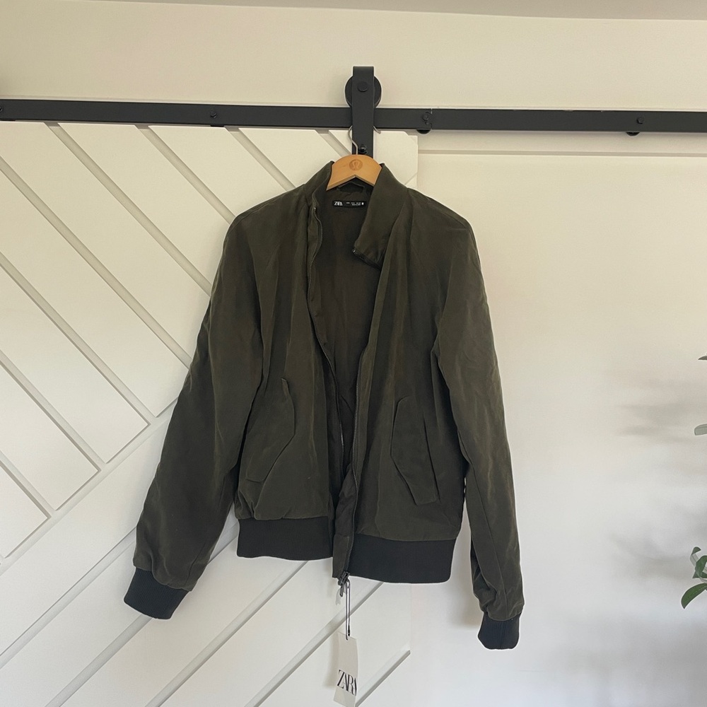 Zara Dark Green Jacket with Black Trim
